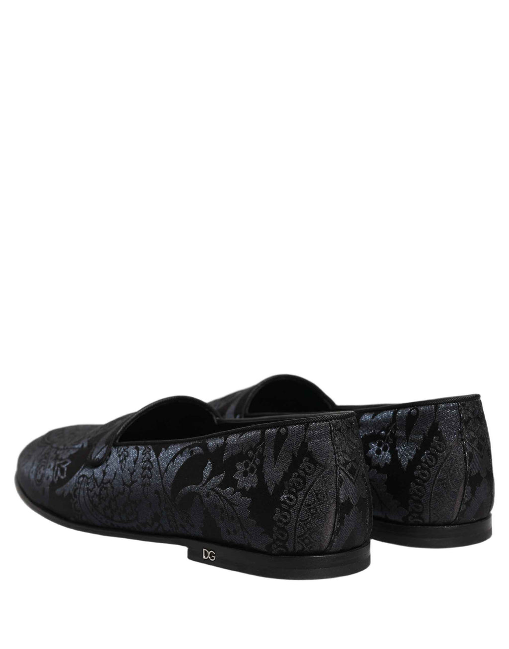 Dolce & Gabbana Blue Jacquard Leather Slip On Loafers Shoes