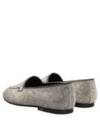 Dolce & Gabbana Silver Crystal Embellished Men Loafers Shoes