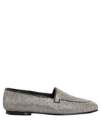 Dolce & Gabbana Silver Crystal Embellished Men Loafers Shoes