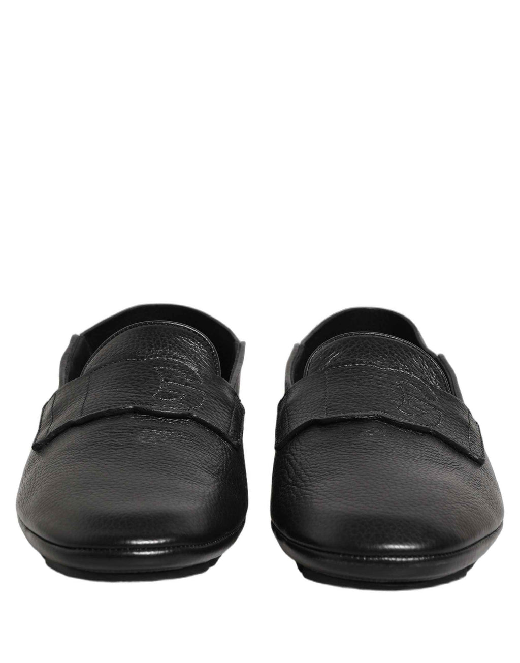 Dolce & Gabbana Black Deerskin Leather Driver Loafers Shoes
