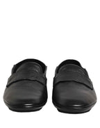 Dolce & Gabbana Black Deerskin Leather Driver Loafers Shoes