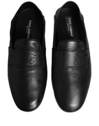 Dolce & Gabbana Black Deerskin Leather Driver Loafers Shoes