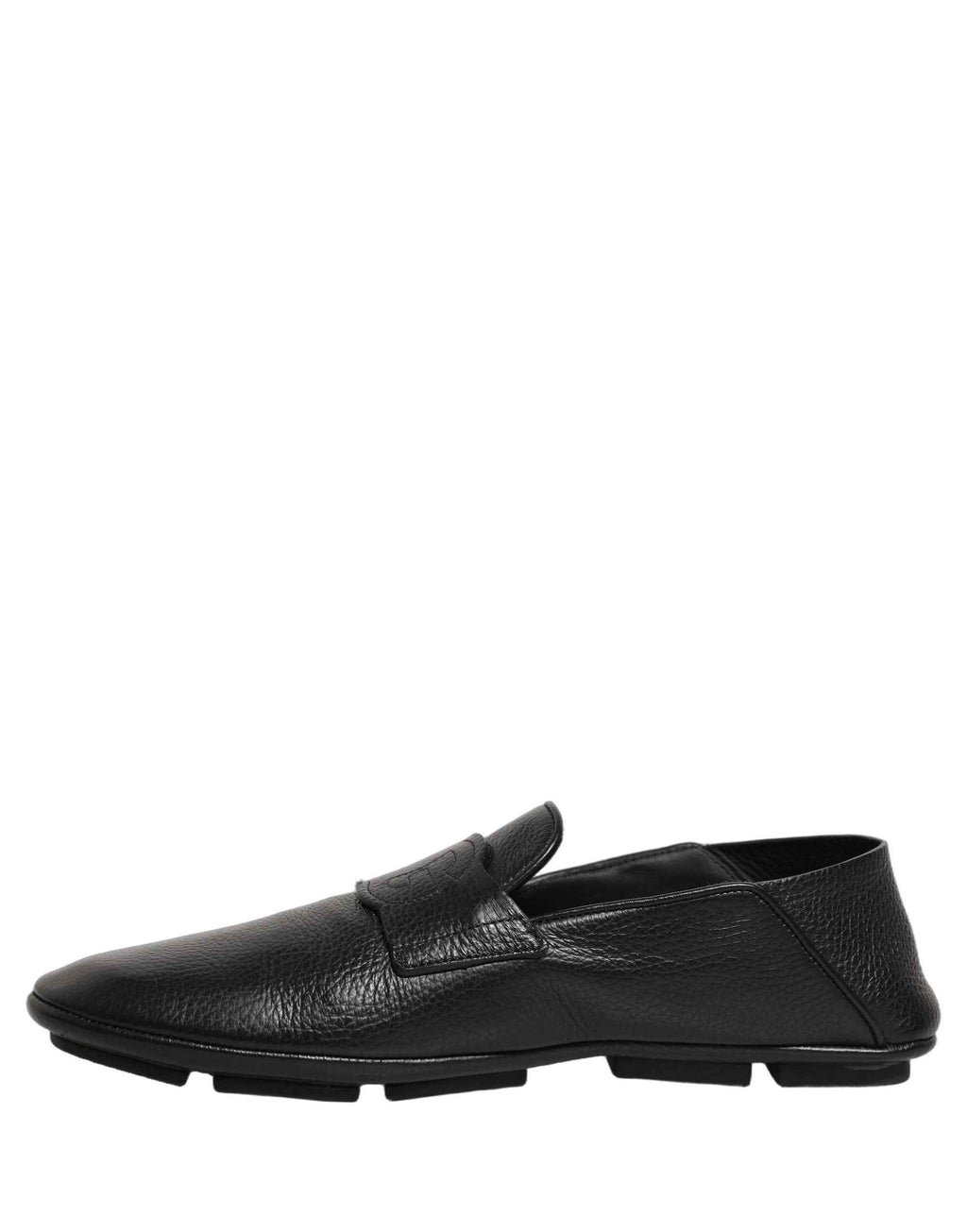 Dolce & Gabbana Black Deerskin Leather Driver Loafers Shoes