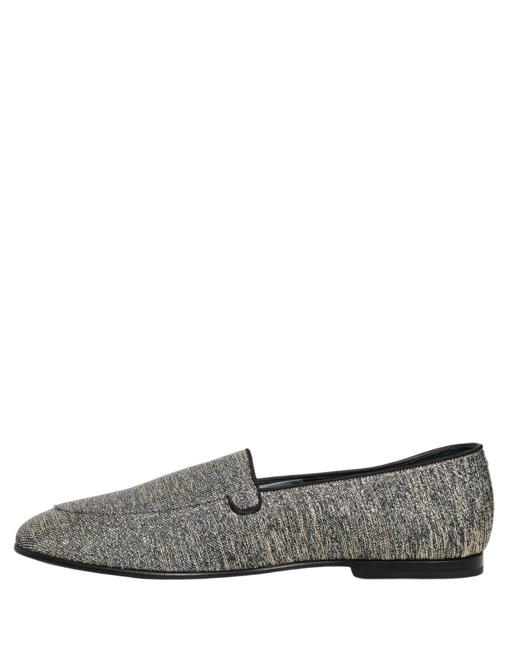 Dolce & Gabbana Gray Glitter Lurex DG Logo Dress Loafers Shoes