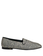 Dolce & Gabbana Gray Glitter Lurex DG Logo Dress Loafers Shoes