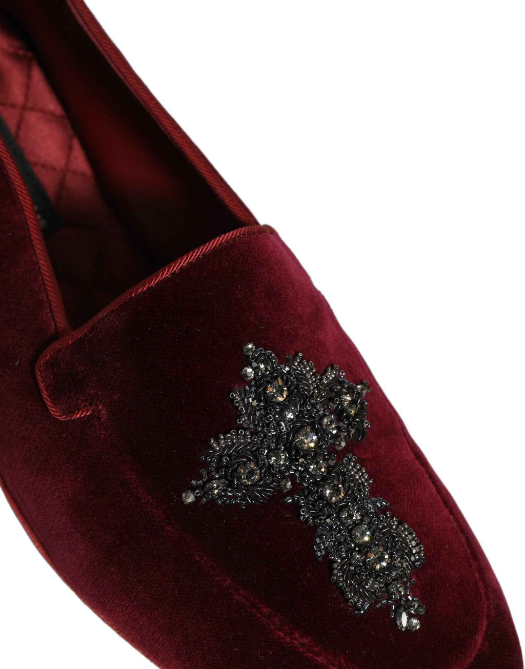 Dolce & Gabbana Red Suede Embellished Men Dress Loafers Shoes