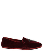 Dolce & Gabbana Red Suede Embellished Men Dress Loafers Shoes