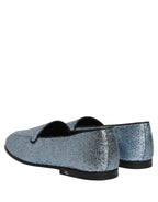 Dolce & Gabbana Blue Glitter Lurex DG Logo Dress Loafers Shoes