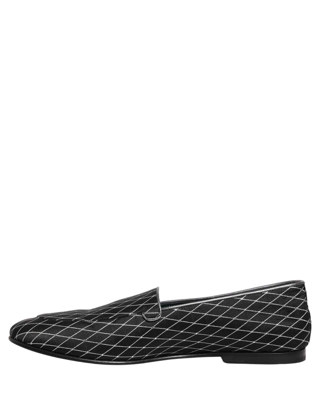 Dolce & Gabbana Black Velvet Diamond Stitched Loafers Shoes