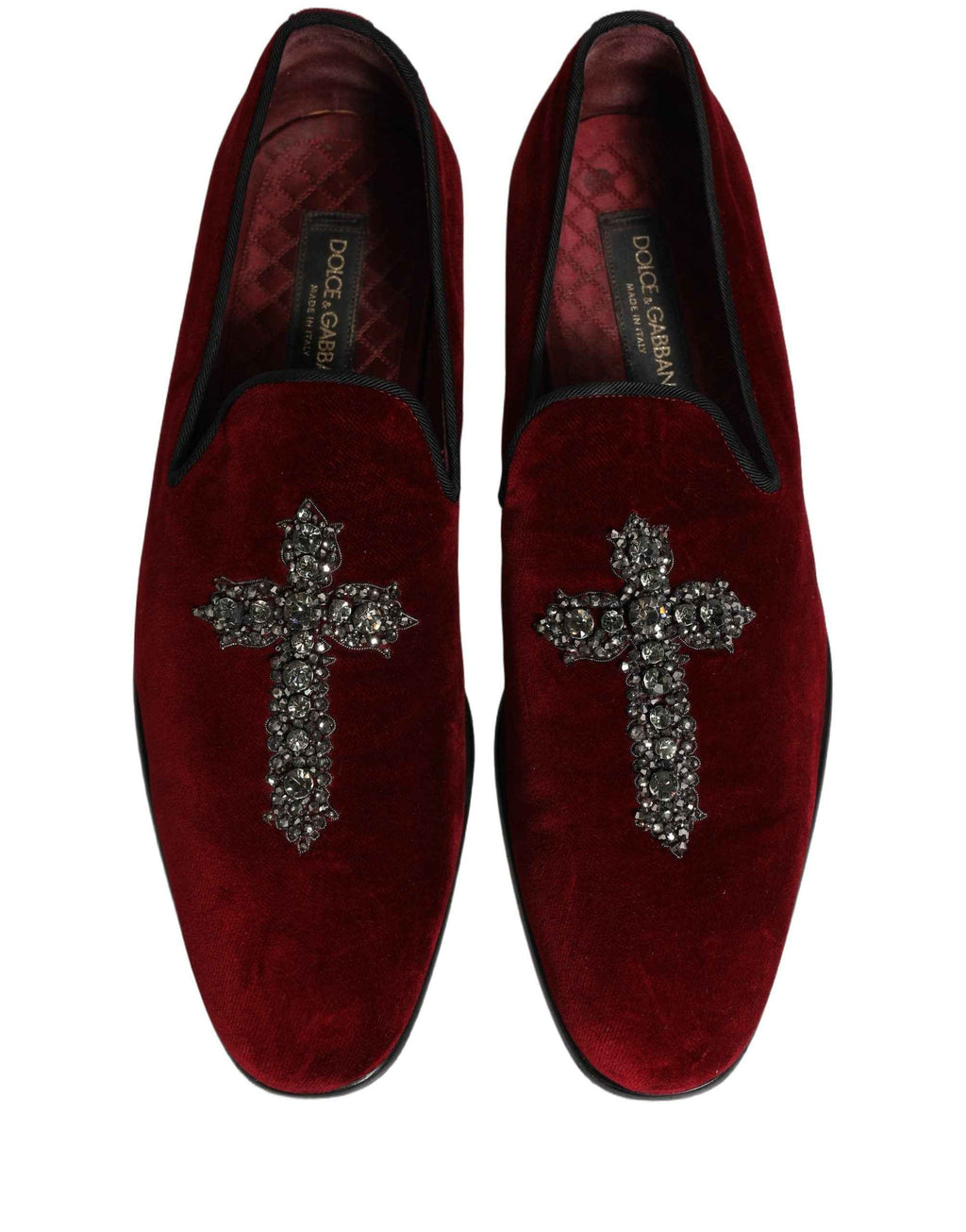 Dolce & Gabbana Maroon Suede Cross Slip On Dress Loafers Shoes