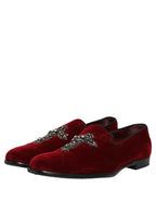Dolce & Gabbana Maroon Suede Cross Slip On Dress Loafers Shoes