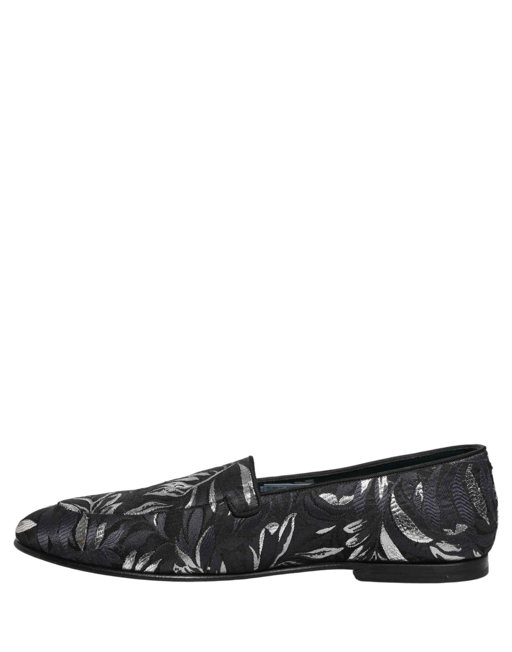 Dolce & Gabbana Black Leaf Embroidery Dress Men Loafers Shoes