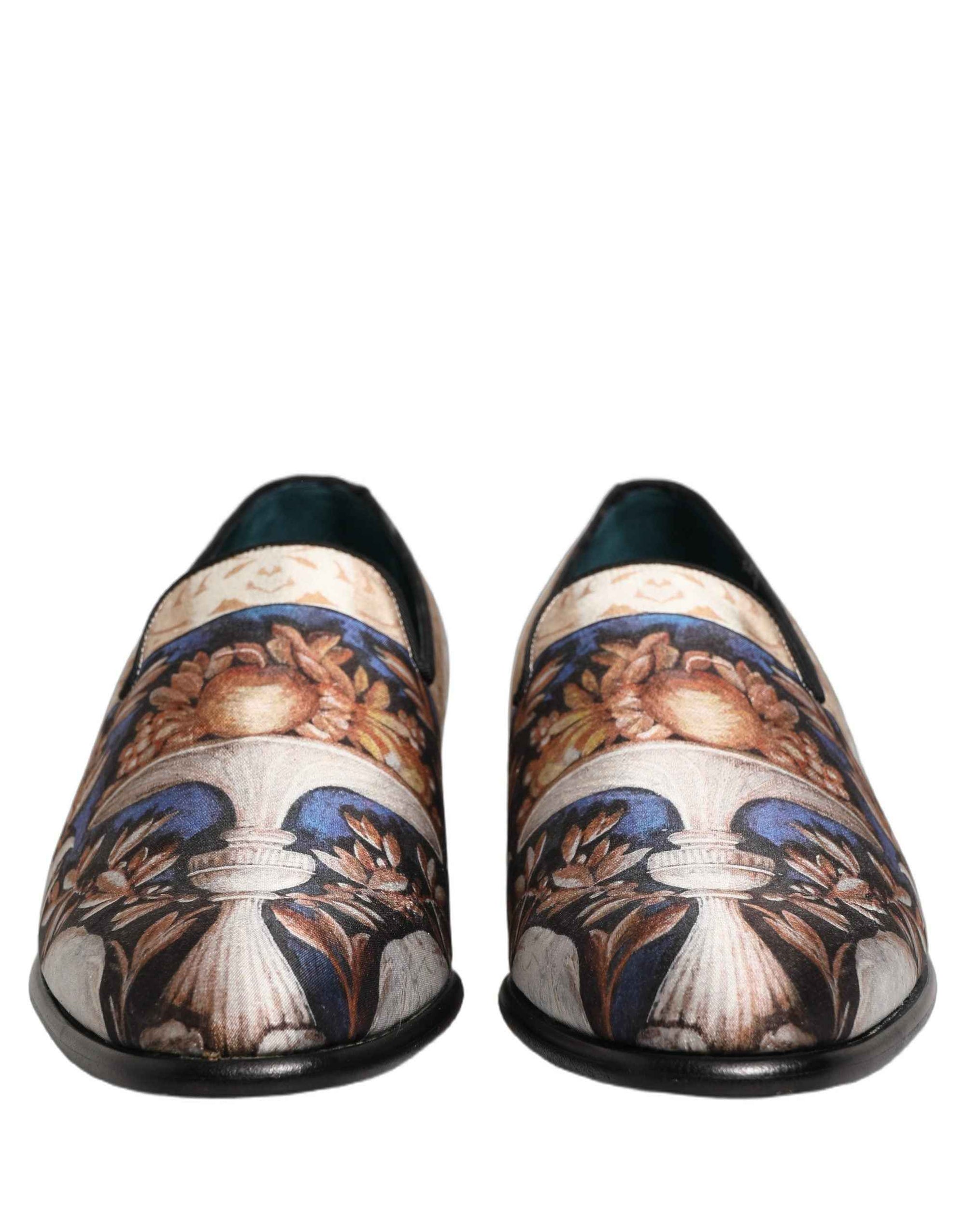 Dolce & Gabbana Multicolor Fruit Print Velvet Loafers Shoes