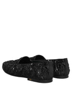 Dolce & Gabbana Black Velvet Embroidered Dress Loafers Shoes