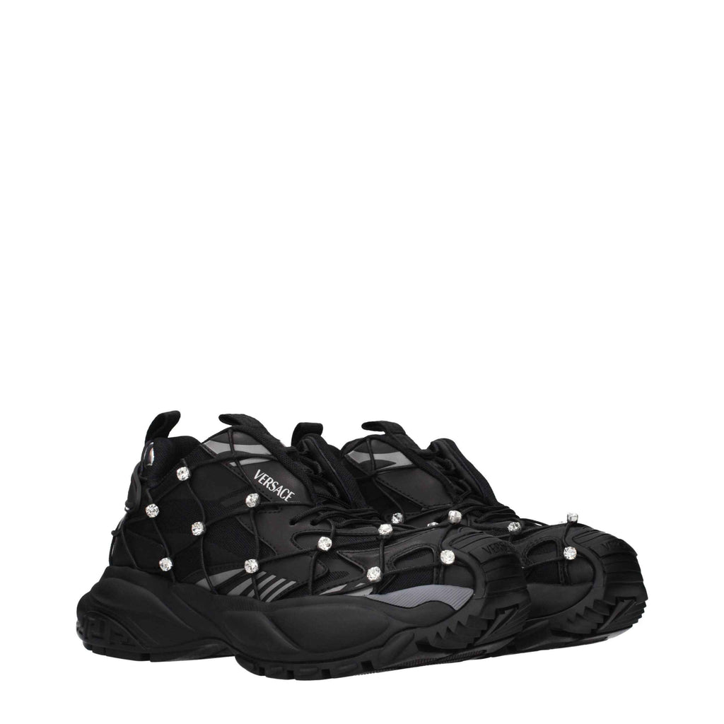Versace Black Fabric Chunky Sneakers