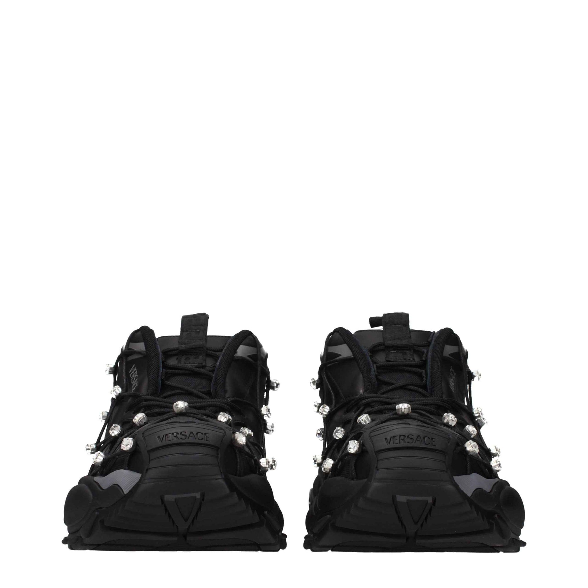 Versace Black Fabric Chunky Sneakers