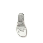 Amina Muaddi Silver Calf Leather Bos Taurus Stiletto Heel Sandals