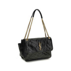 Saint Laurent Black Calf Leather Bos Taurus Shoulder Bag