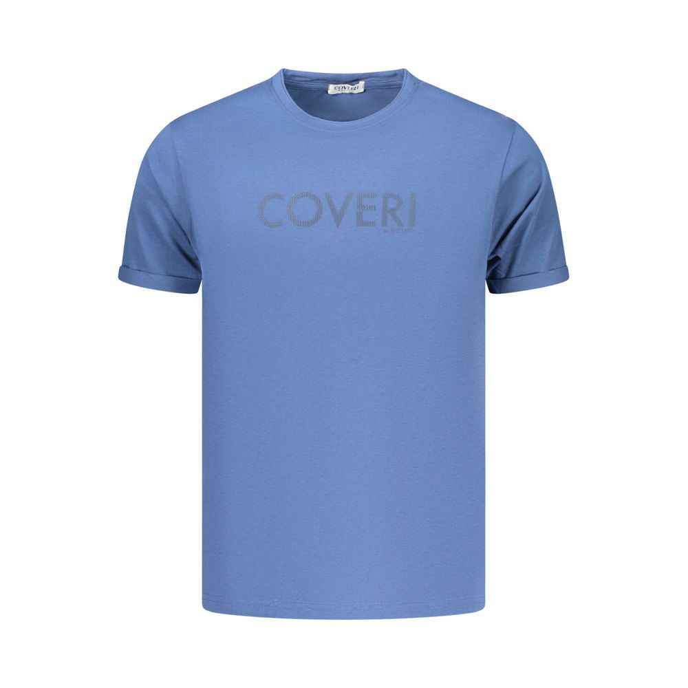 Coveri Moving Blue Cotton Men's T-Shirt