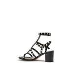 Valentino Garavani Black Calf Leather Bos Taurus Strap-On Sandals