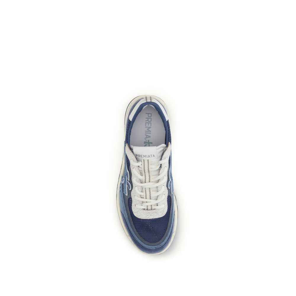 Premiata Blue Calf Leather Bos Taurus Low Top Sneakers