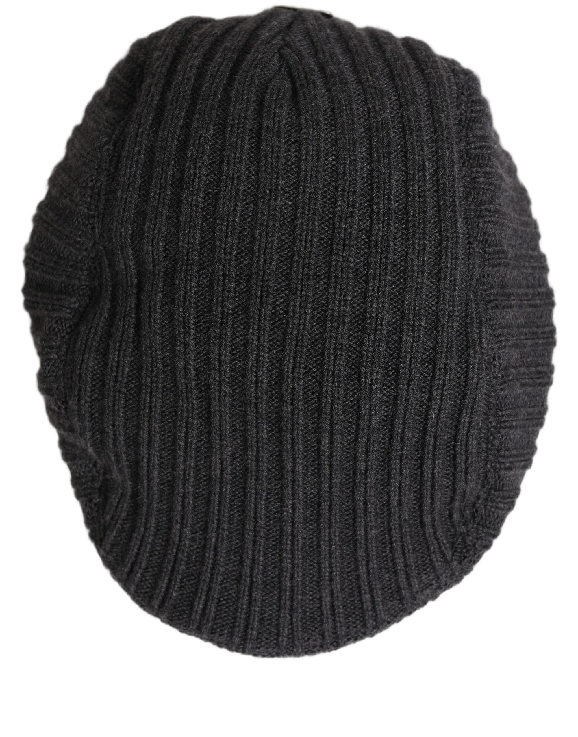 Dolce & Gabbana Men Dark Gray Wool Knitted Newsboy Capello Hat