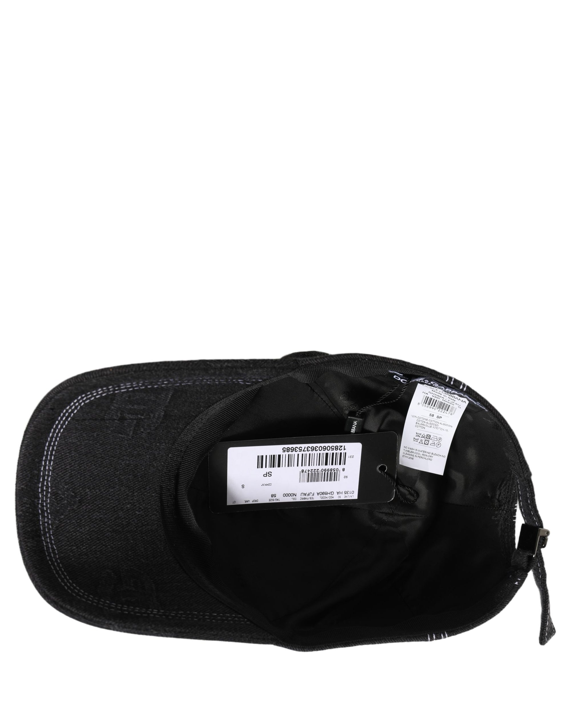 Dolce & Gabbana Men Black Cotton 6 Panel Baseball Capello Hat