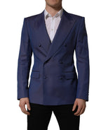 Dolce & Gabbana Blue Wool Double Breasted Men Blazer Jacket