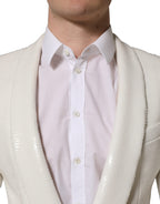 Dolce & Gabbana White Viscose Single Breasted Blazer Jacket