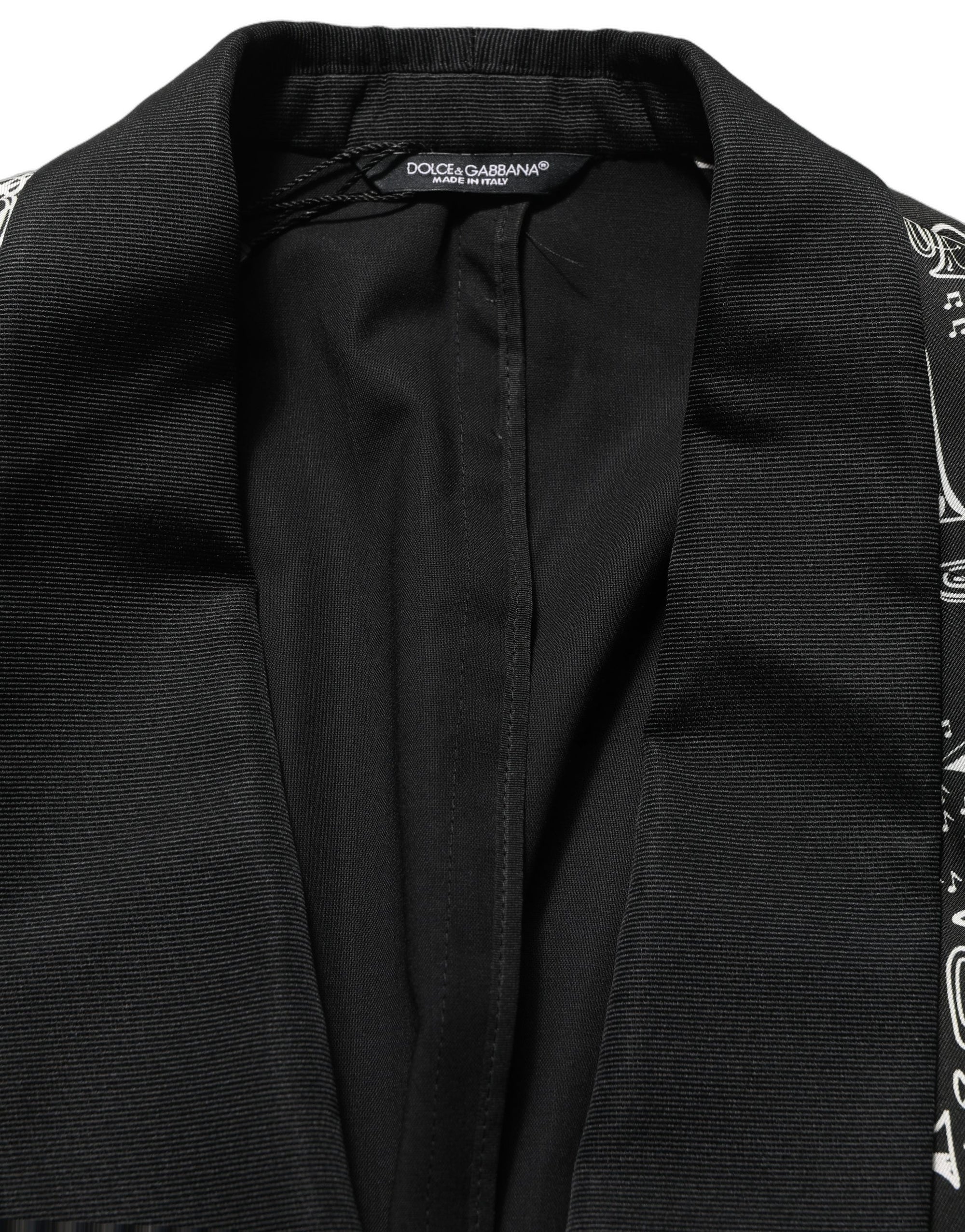 Dolce & Gabbana Black Crystal Embellished Coat Blazer Jacket