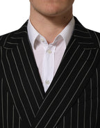 Dolce & Gabbana Black Stripes Wool Double Breasted Jacket