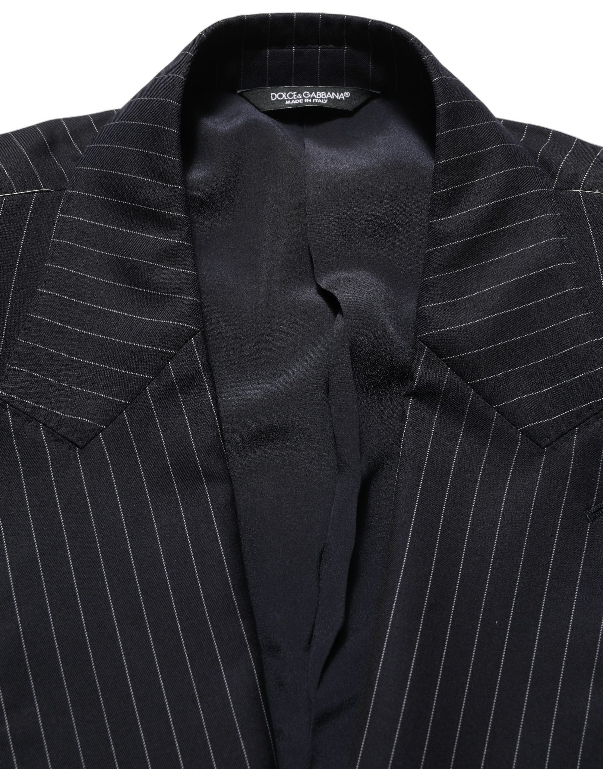 Dolce & Gabbana Black Stripes Wool Double Breasted Jacket