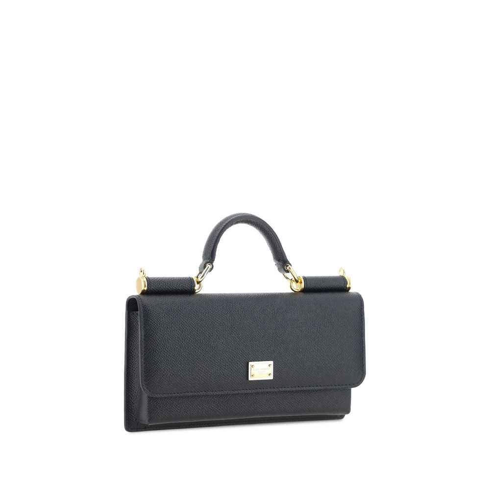 Dolce & Gabbana Black Calf Leather Bos Taurus Shoulder Bag