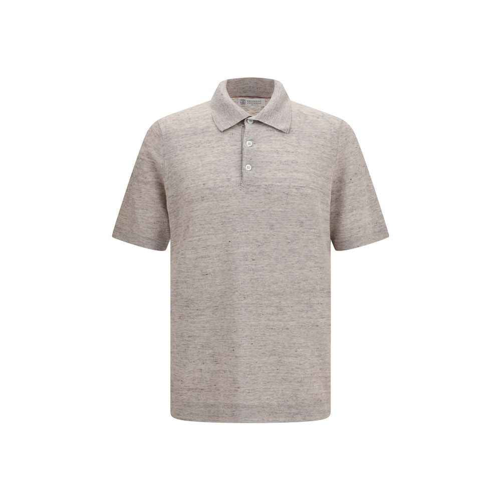 Brunello Cucinelli Beige Linen Polo Shirt