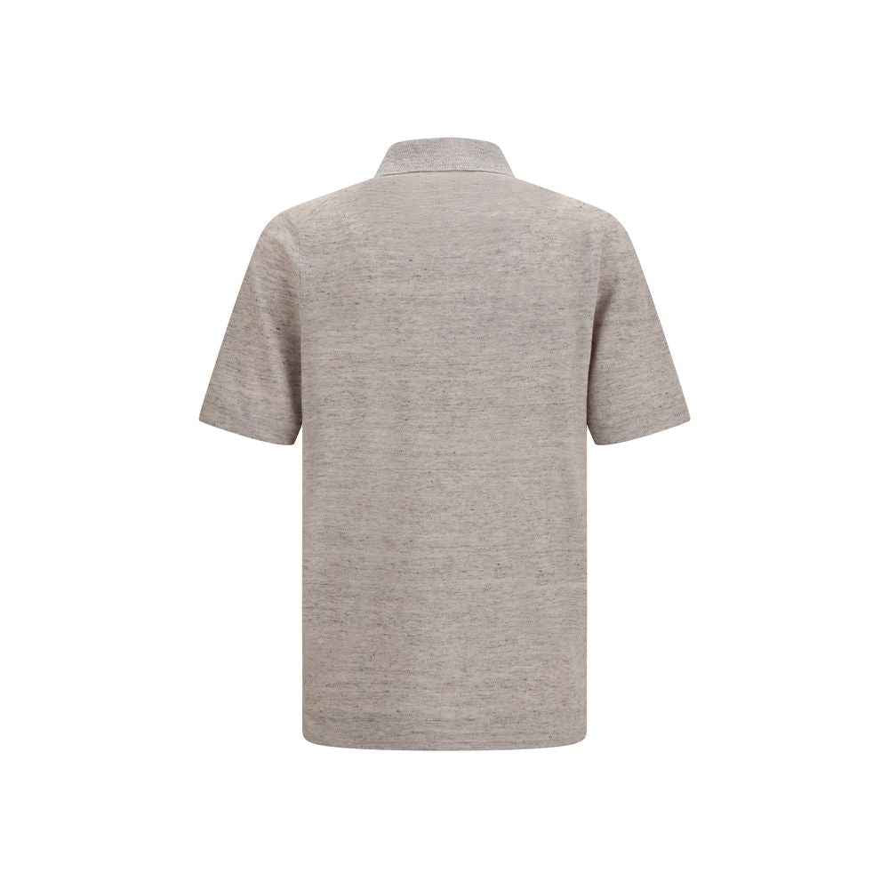 Brunello Cucinelli Beige Linen Polo Shirt
