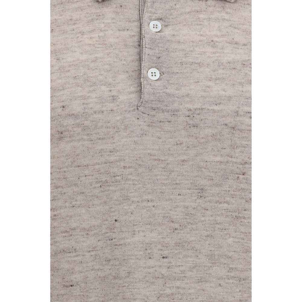 Brunello Cucinelli Beige Linen Polo Shirt