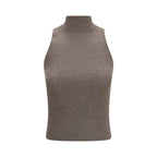 Brunello Cucinelli Brown Cashmere Sleeveles Sweater