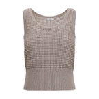 Brunello Cucinelli Beige Cotton Tank Tops