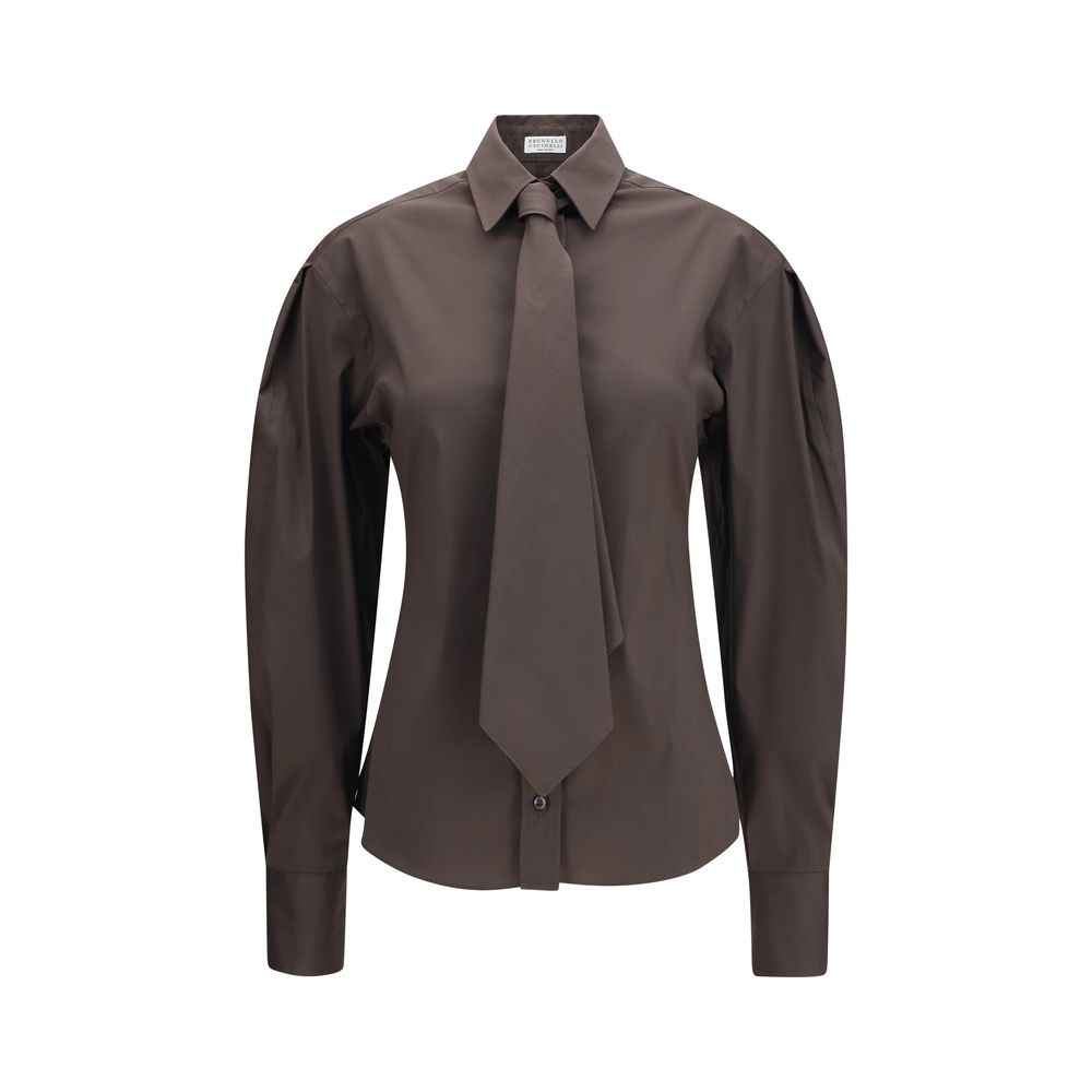 Brunello Cucinelli Brown Cotton Dress Shirt