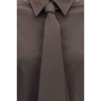 Brunello Cucinelli Brown Cotton Dress Shirt