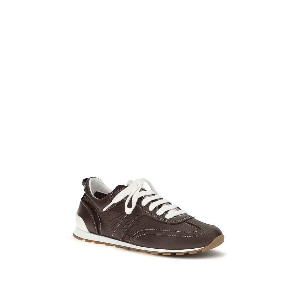 Brunello Cucinelli Brown Calf Leather Bos Taurus Athletic Sneakers