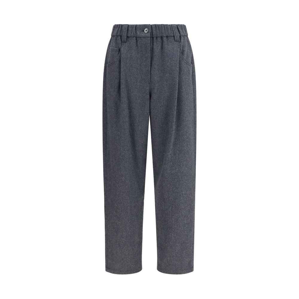 Brunello Cucinelli Gray Wool Oves Aries Casual Pants