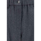 Brunello Cucinelli Gray Wool Oves Aries Casual Pants