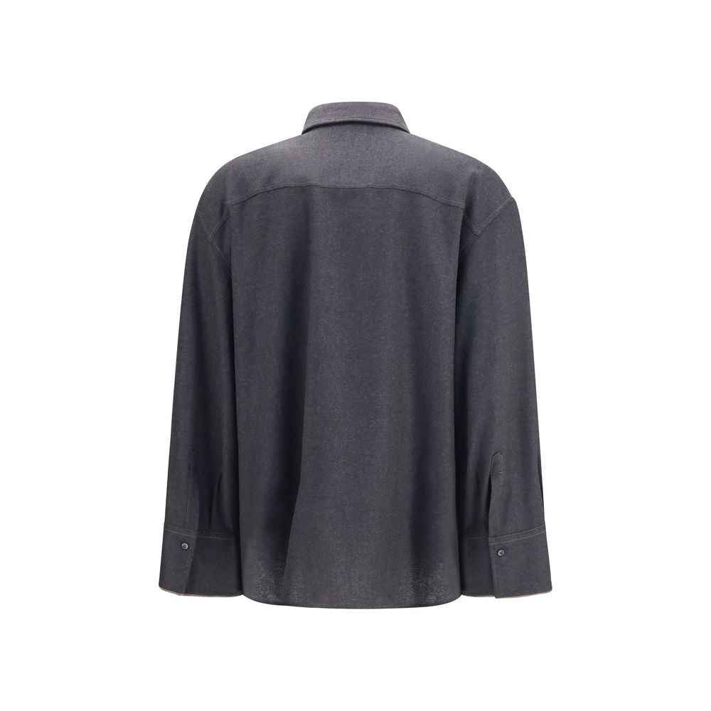 Brunello Cucinelli Gray Wool Oves Aries Dress Shirt