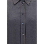 Brunello Cucinelli Gray Wool Oves Aries Dress Shirt