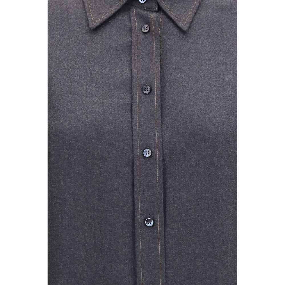 Brunello Cucinelli Gray Wool Oves Aries Dress Shirt