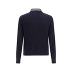 Brunello Cucinelli Blue Calf Leather Bos Taurus Leather Jacket