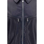Brunello Cucinelli Blue Calf Leather Bos Taurus Leather Jacket