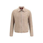 Brunello Cucinelli Beige Calf Leather Bos Taurus Leather Jacket