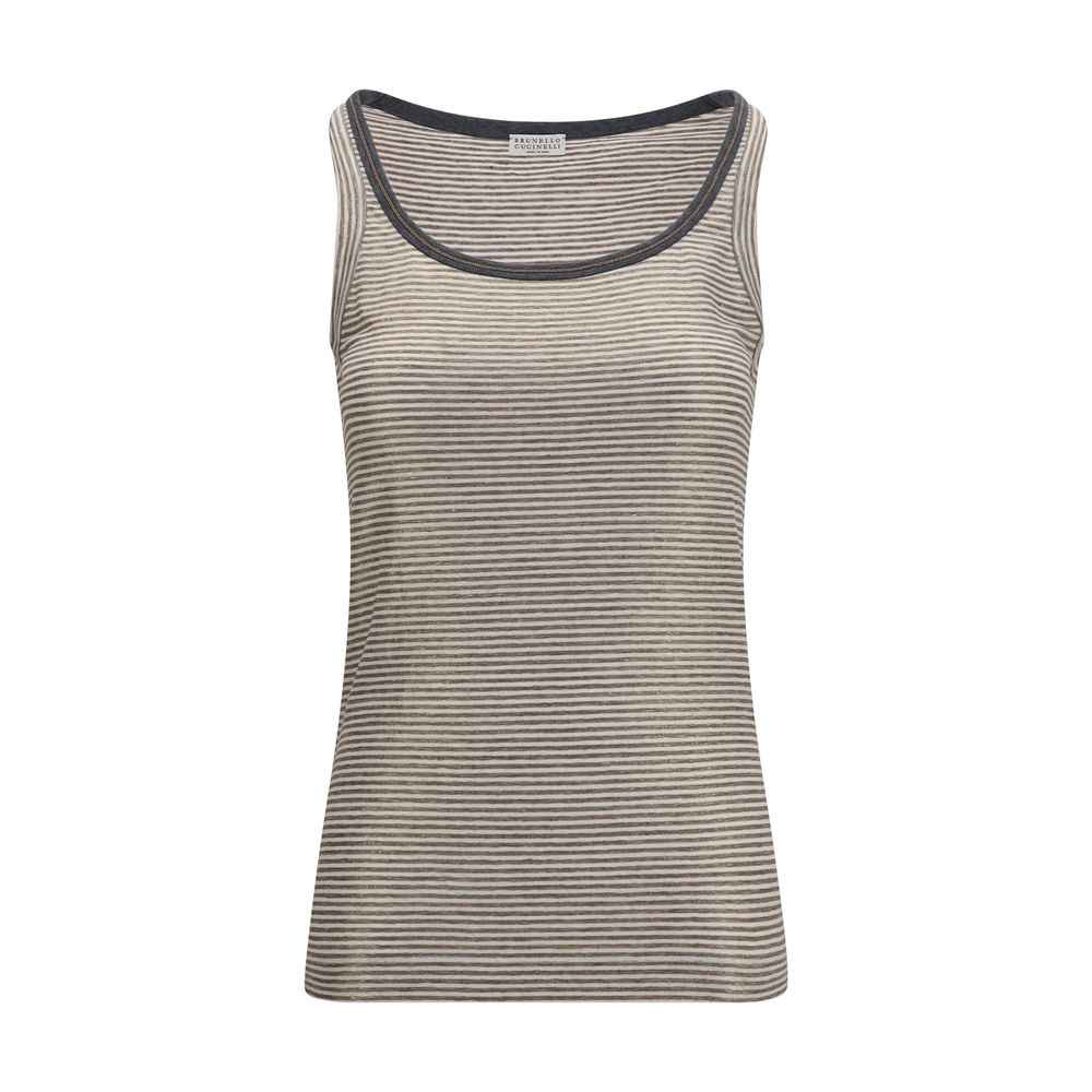 Brunello Cucinelli Beige Linen Tank Tops